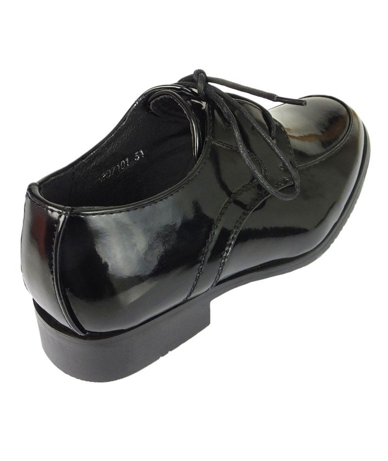 Boys Lace Up Patent Derby Shoes - Black