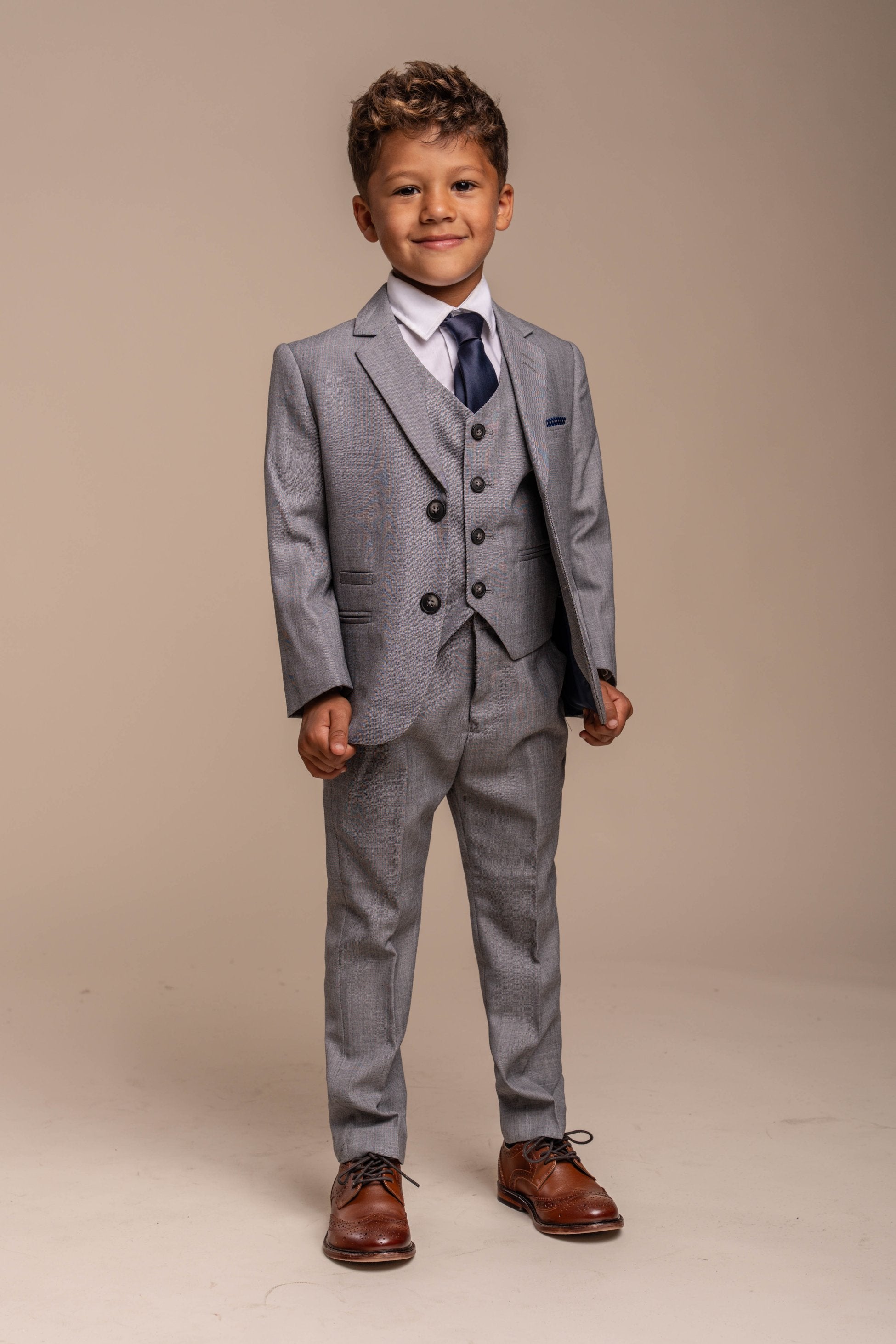 Boys Slim Fit Formal Suit - REEGAN - Light Grey