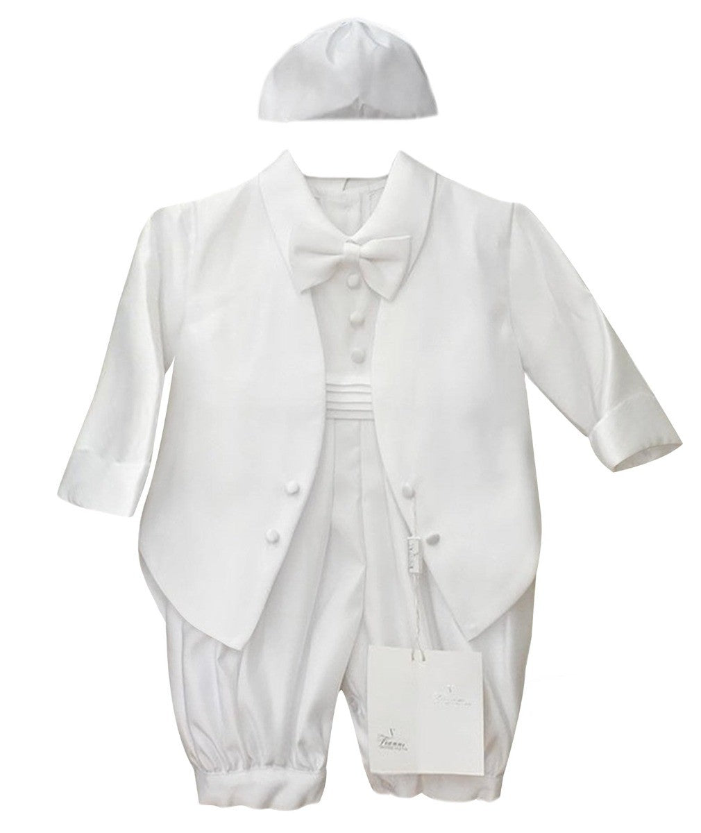 Baby Boys All In One Christening Suit - White