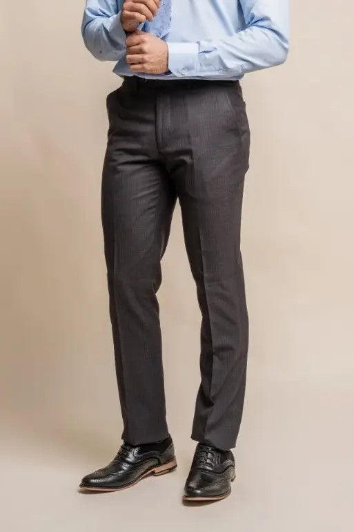 Men's Slim Fit Formal Trousers - SEEBA Graphite - Dark Grey