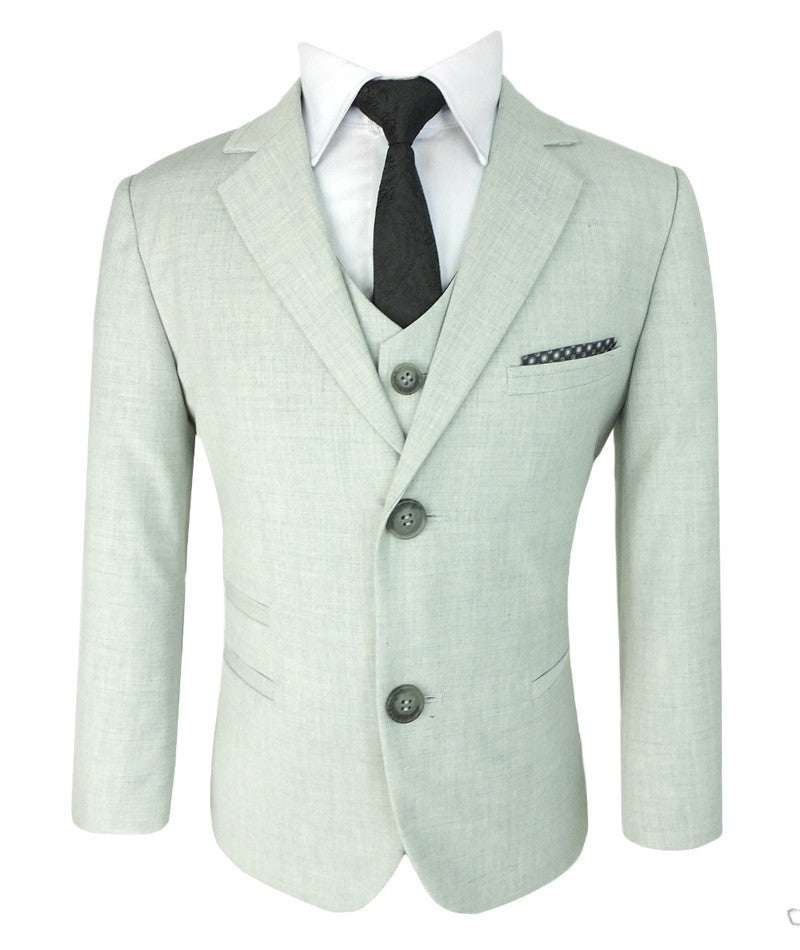 Boys Slim Fit Formal Suit - REEGAN - Ivory-Light Grey