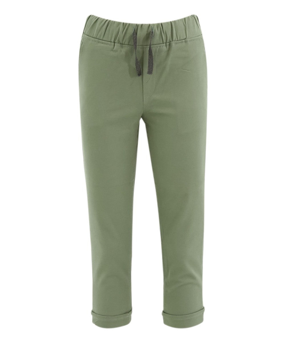 Baby Boys Cotton Stretch Chino Trousers - ENZO - Sage Green