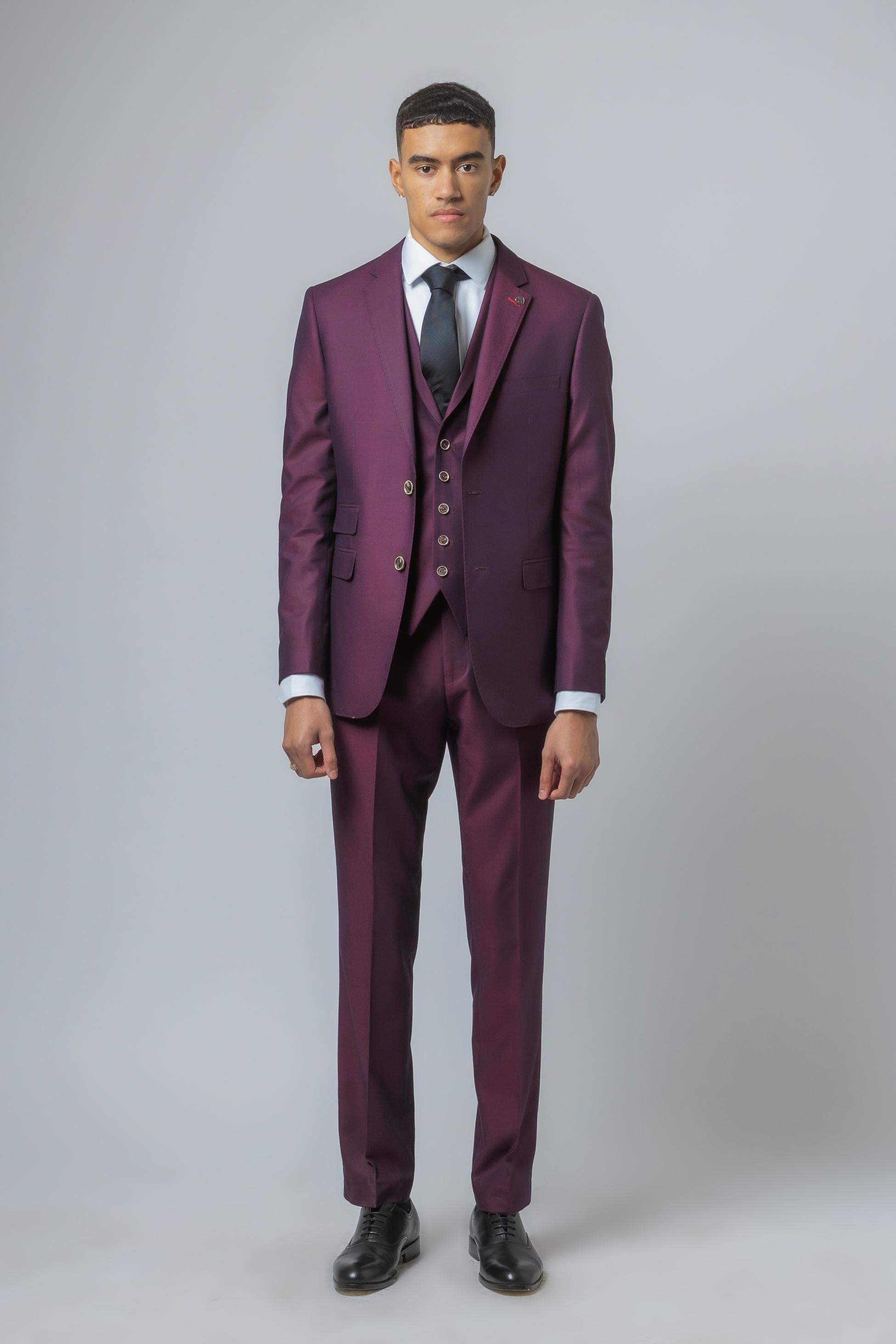 Men's Lincoln Slim Fit Burgundy Suit - Burgundy