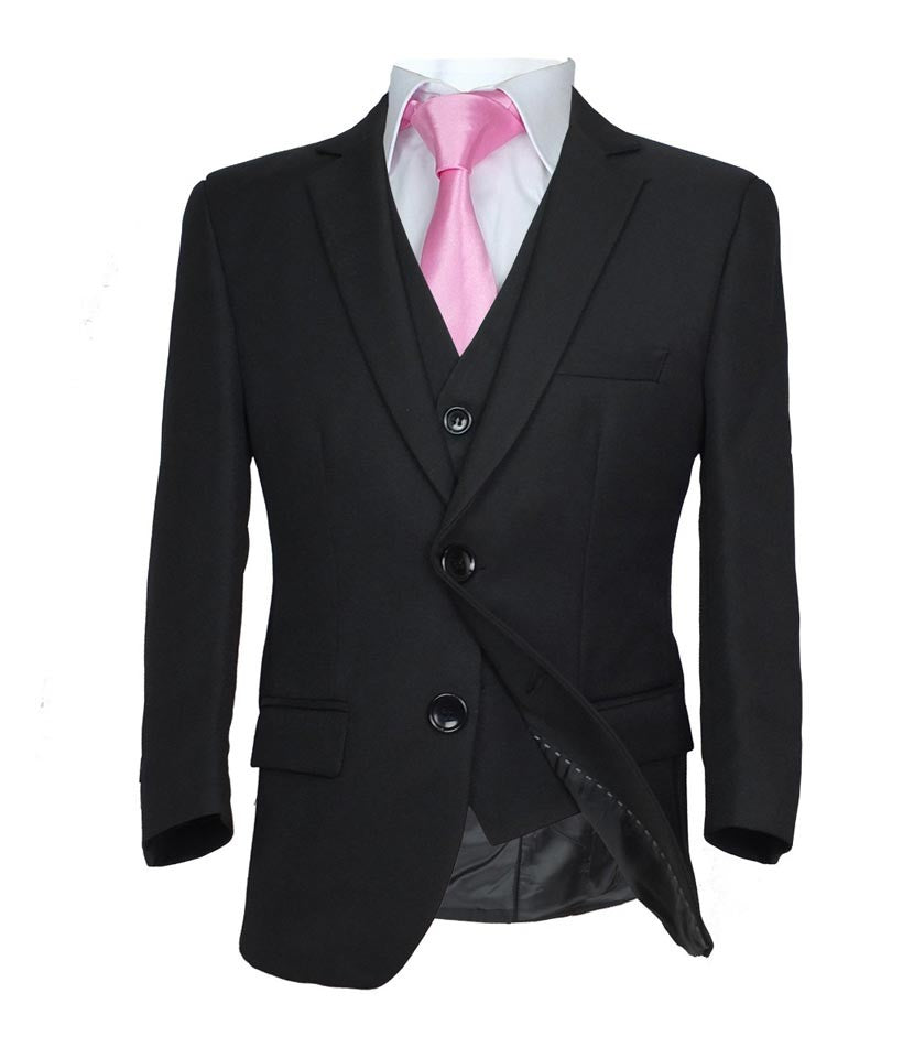 Boys Formal Black Suit-5 Pieces - Black