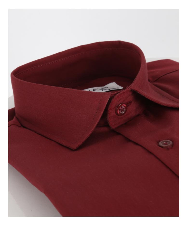 Boys Cotton Blend Formal Shirt - Burgundy