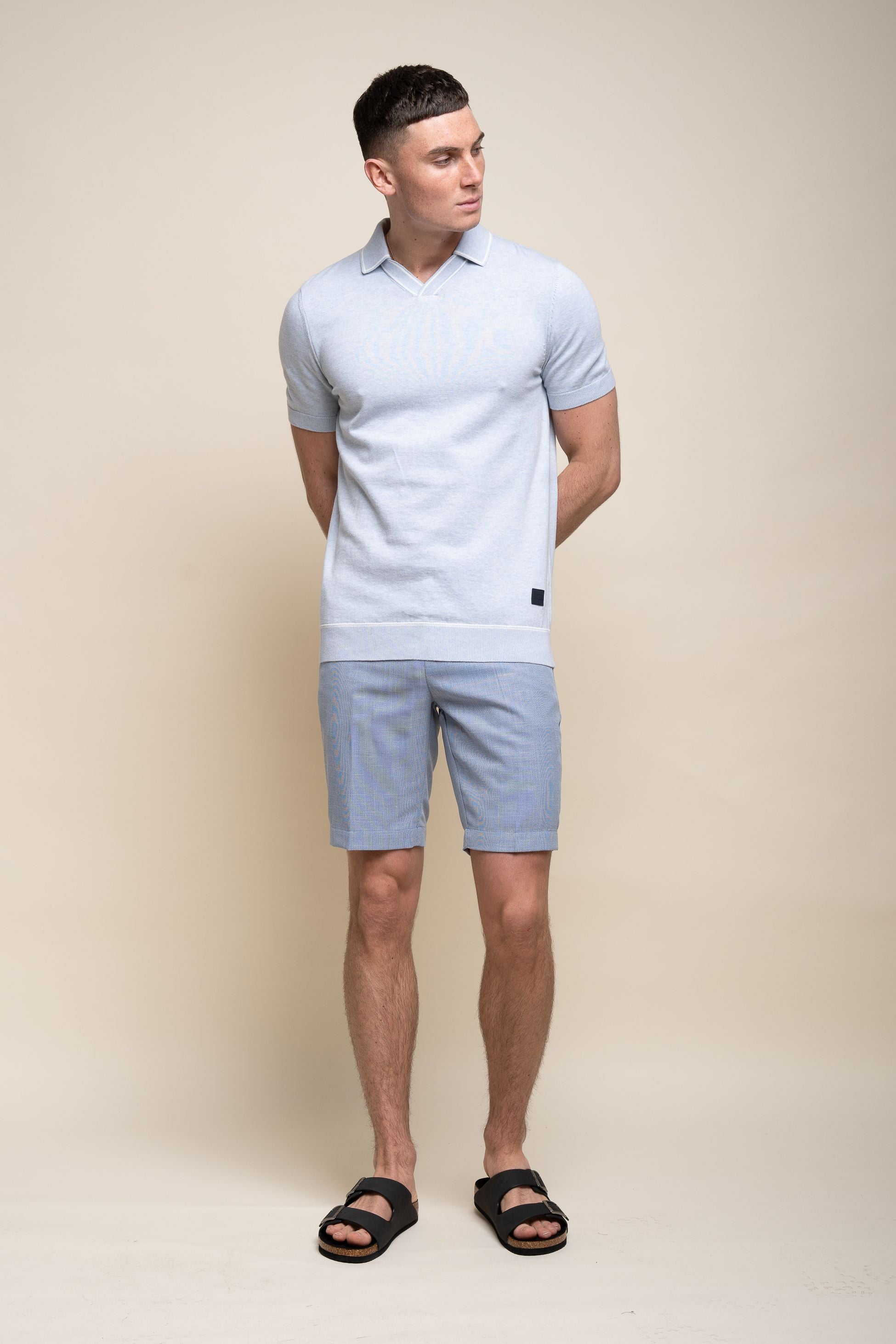 Men's Cotton Knitted Short Sleeve Polo T-shirt - SEPPI - Blue Marlin