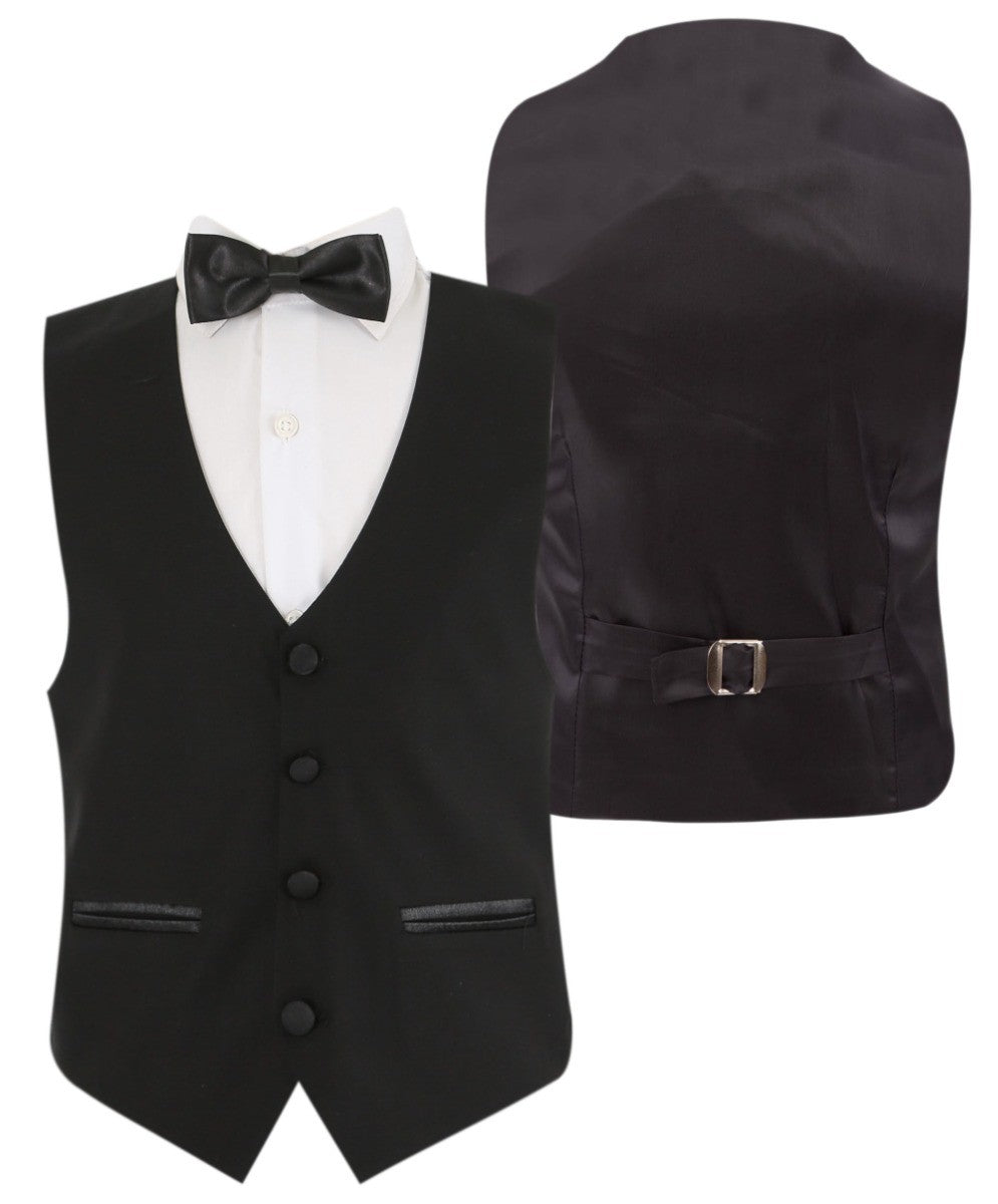 Boys Sheen Lapel Tuxedo Suit - Black