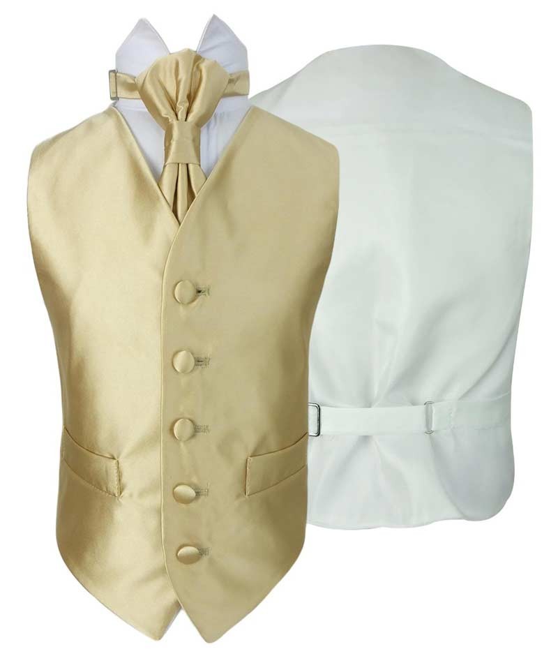 Boys Satin Waistcoat & Cravat Set - Gold