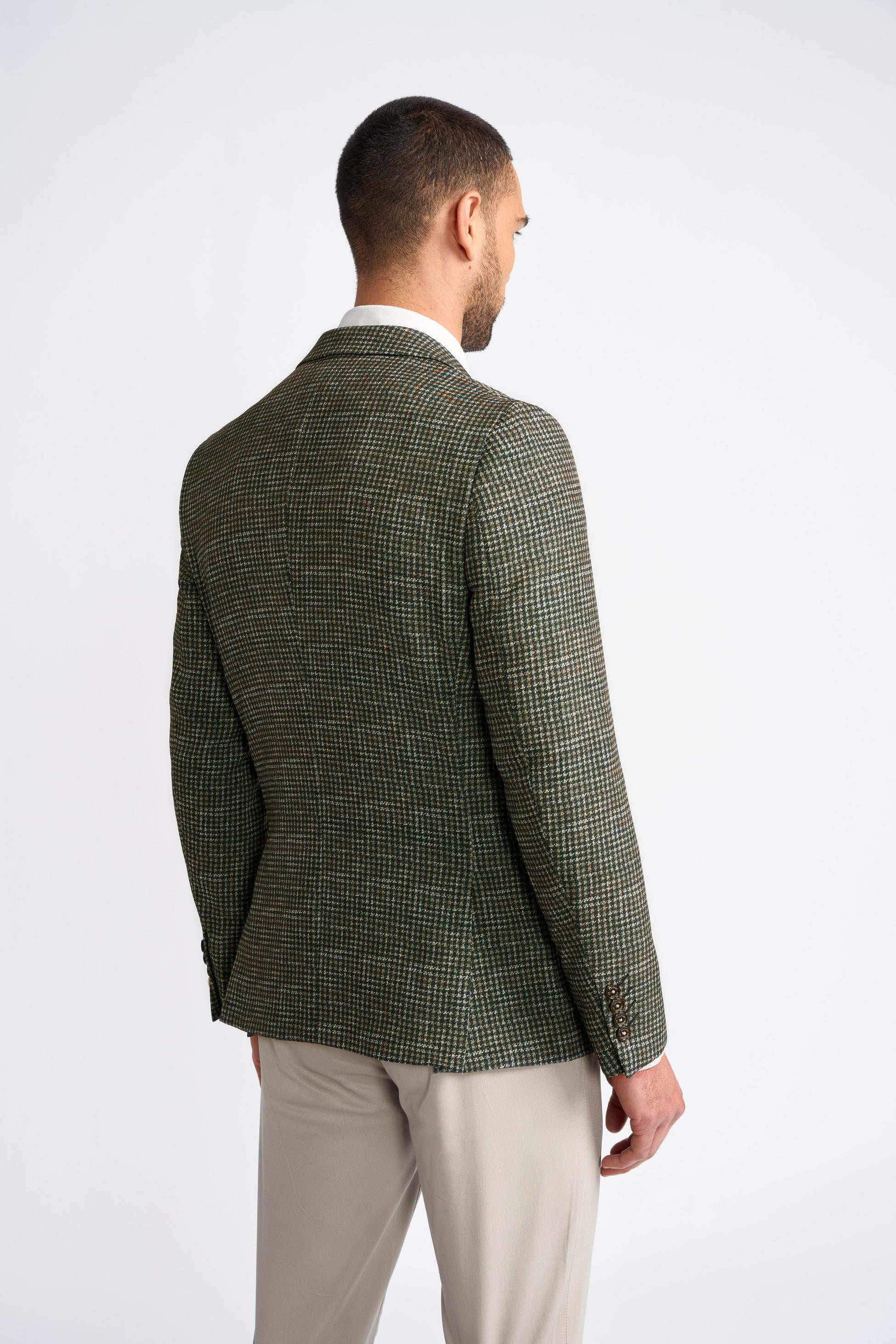 Men’s Tweed Houndstooth Forest Green Blazer - RIVA - Forest Green