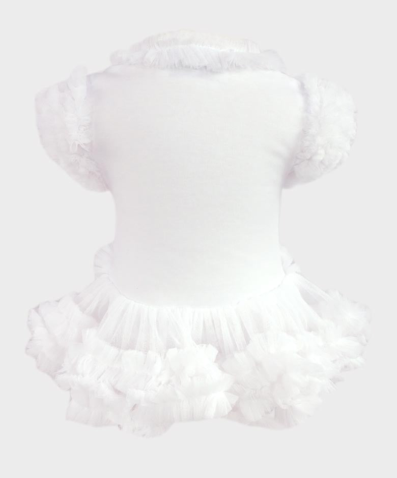 Baby Girl Tulle Cotton Tutu Bodysuit - White