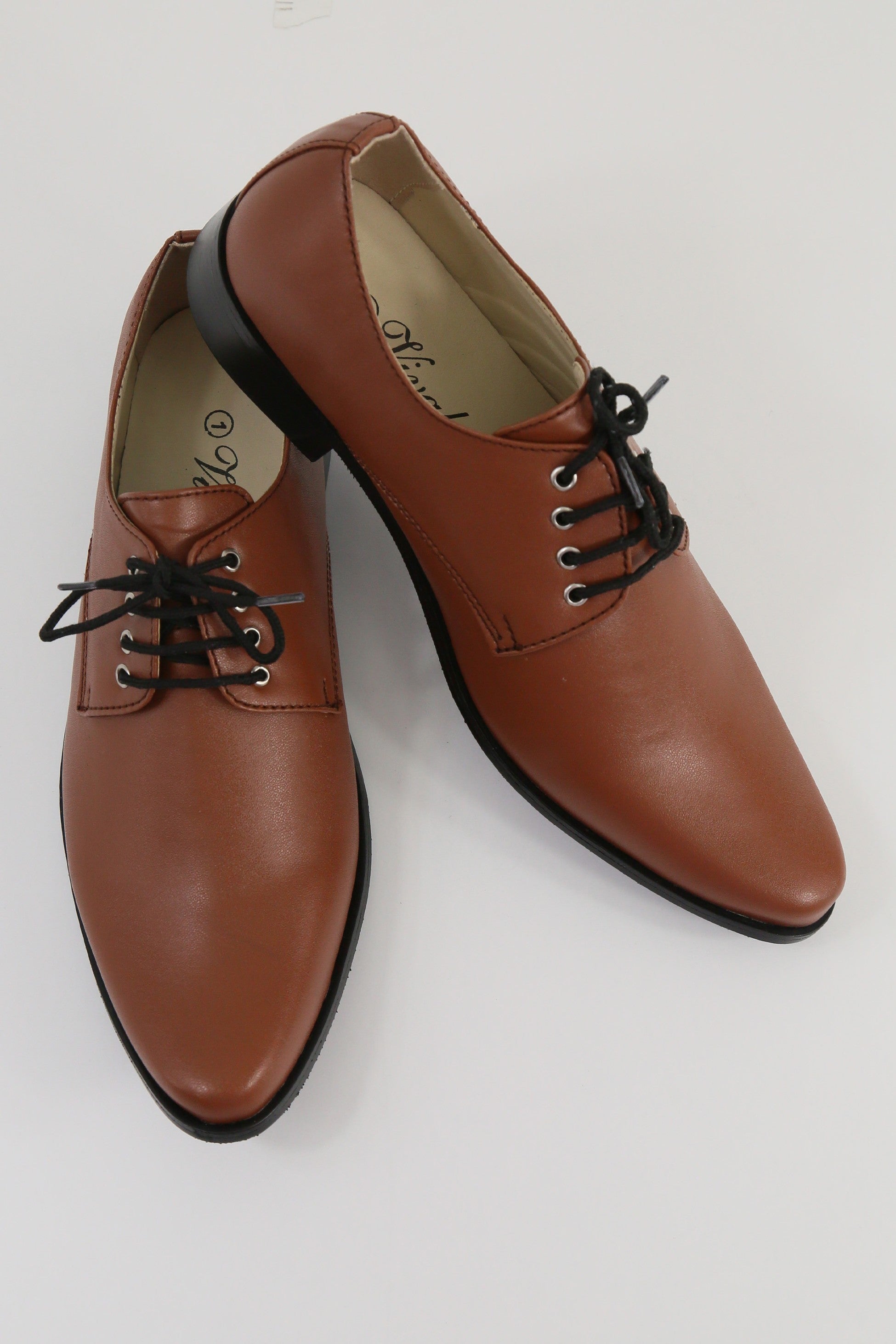 Boys Matte Leather Derby Shoes - GEORGE - Brown