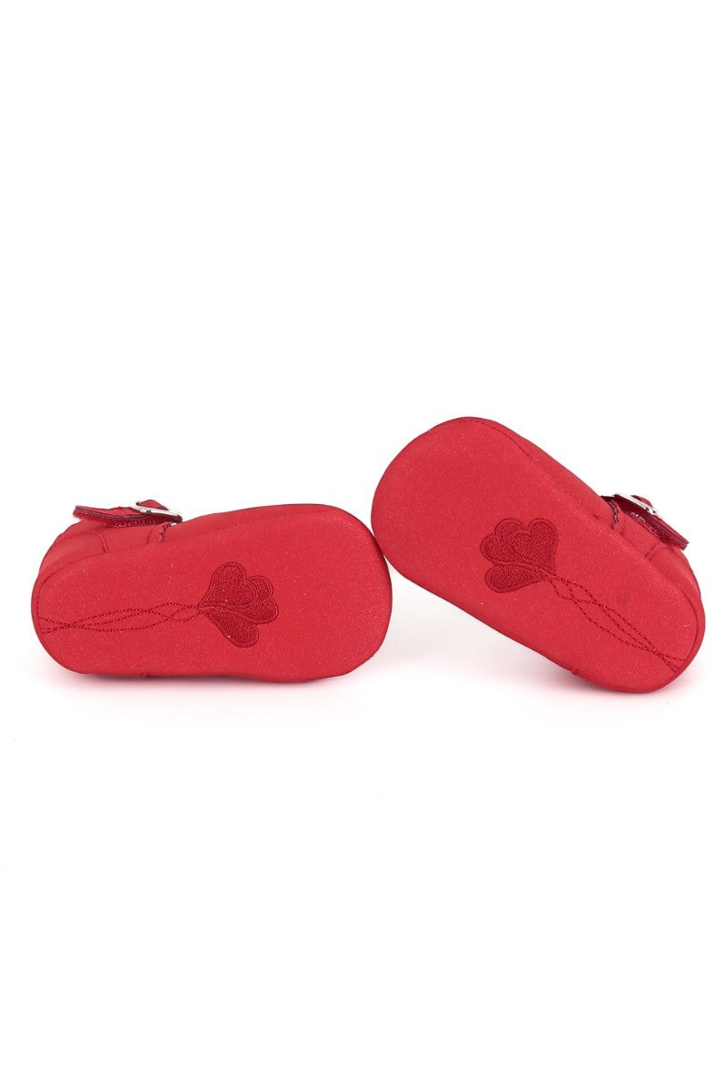 Baby Girls Pre-walker Shoes with Beaded Embellishmen - Red