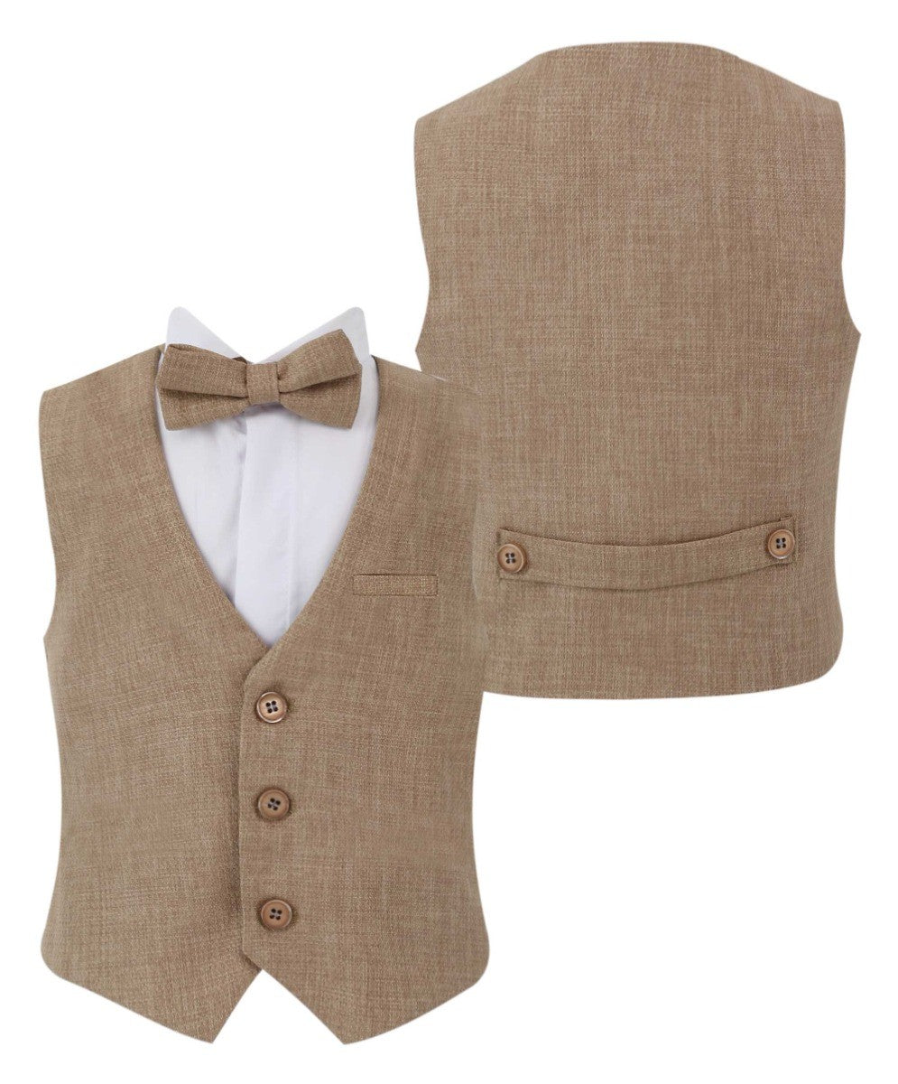 Boys Single-Breasted Waistcoat Set - POLPERRO - Beige