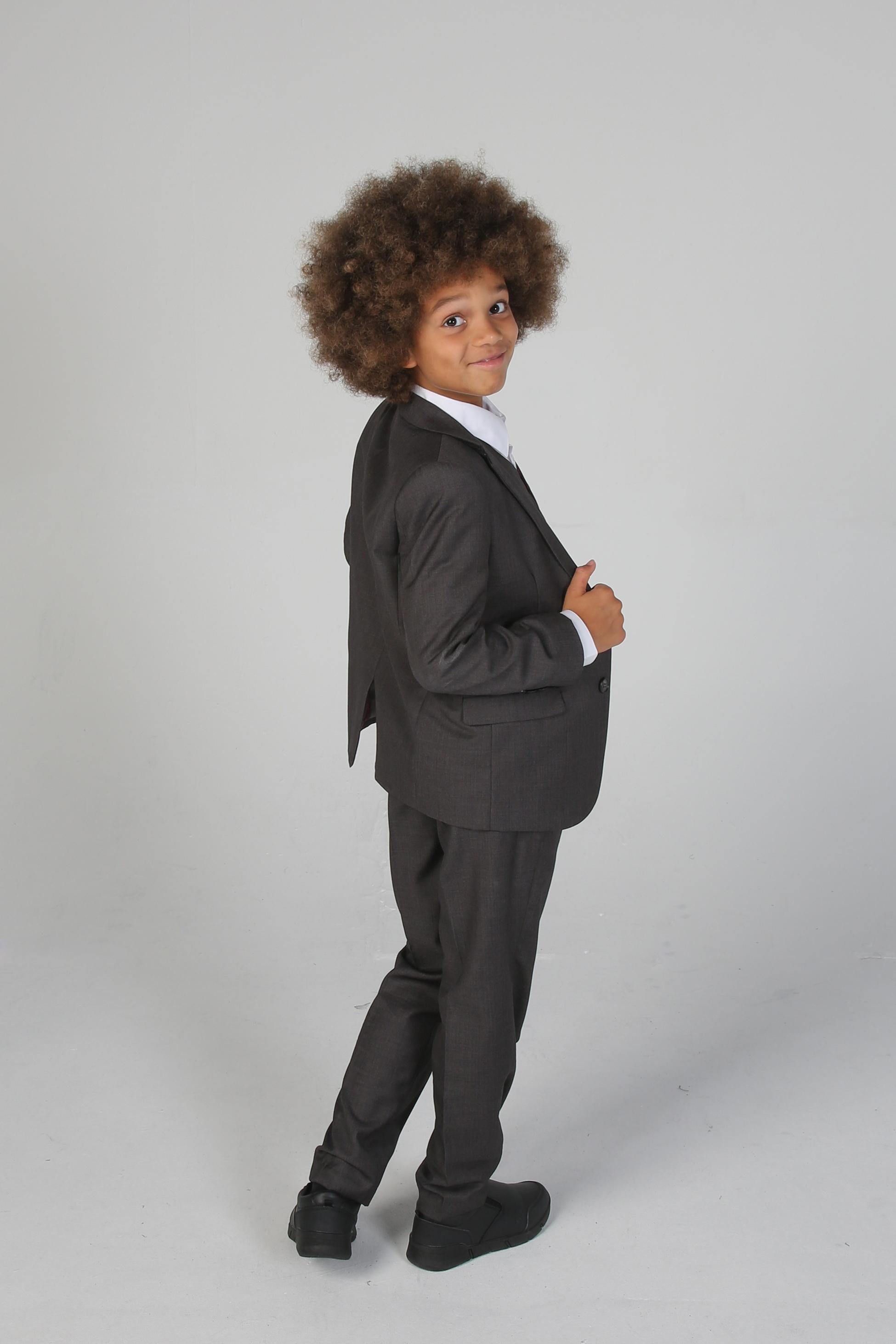 Boys Tailored Fit Formal Suit- CHARLES Charcoal - Charcoal Grey