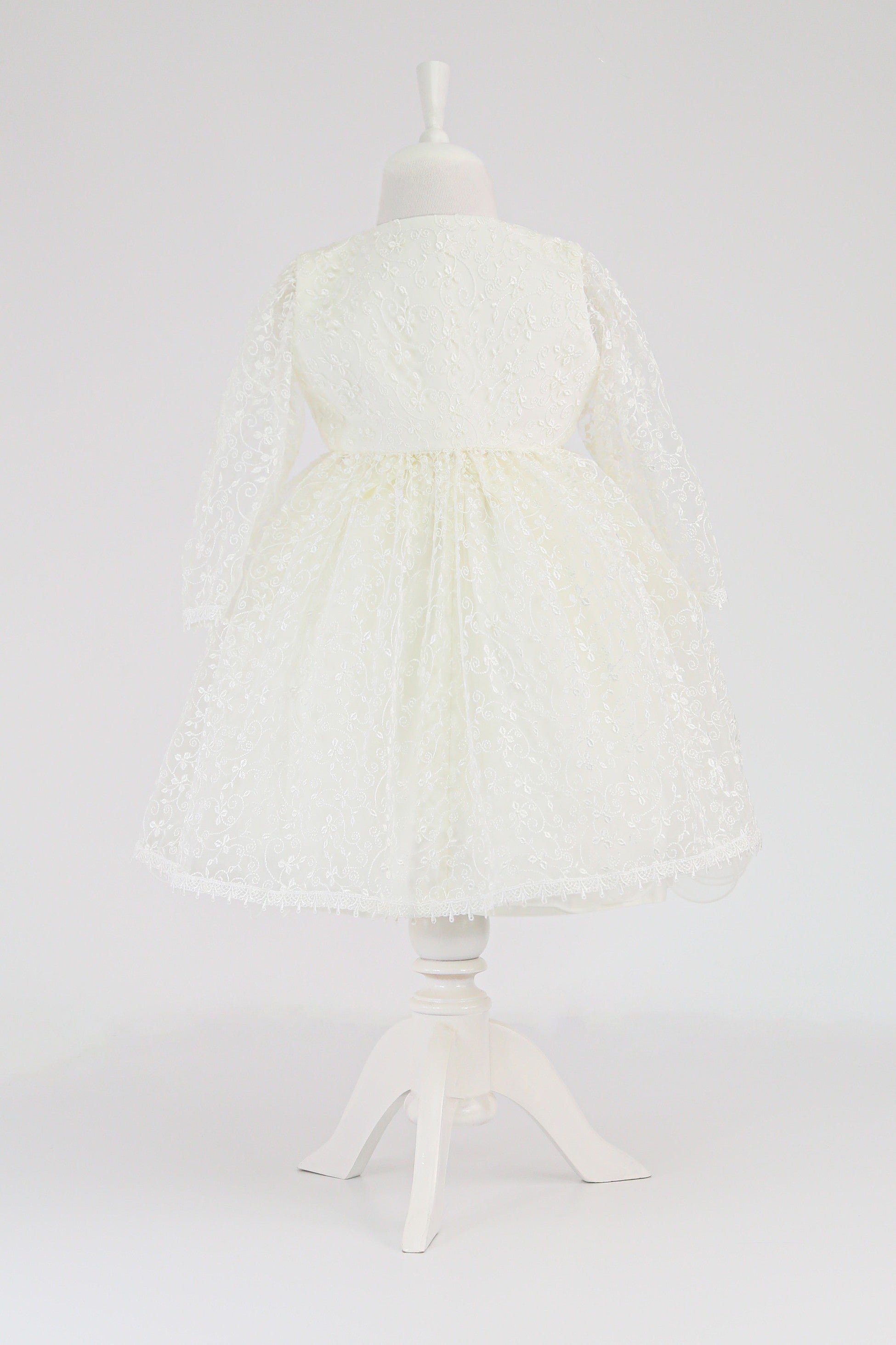 Baby Girl Dress with Lace Overlay Jacket - B1201 - Ivory