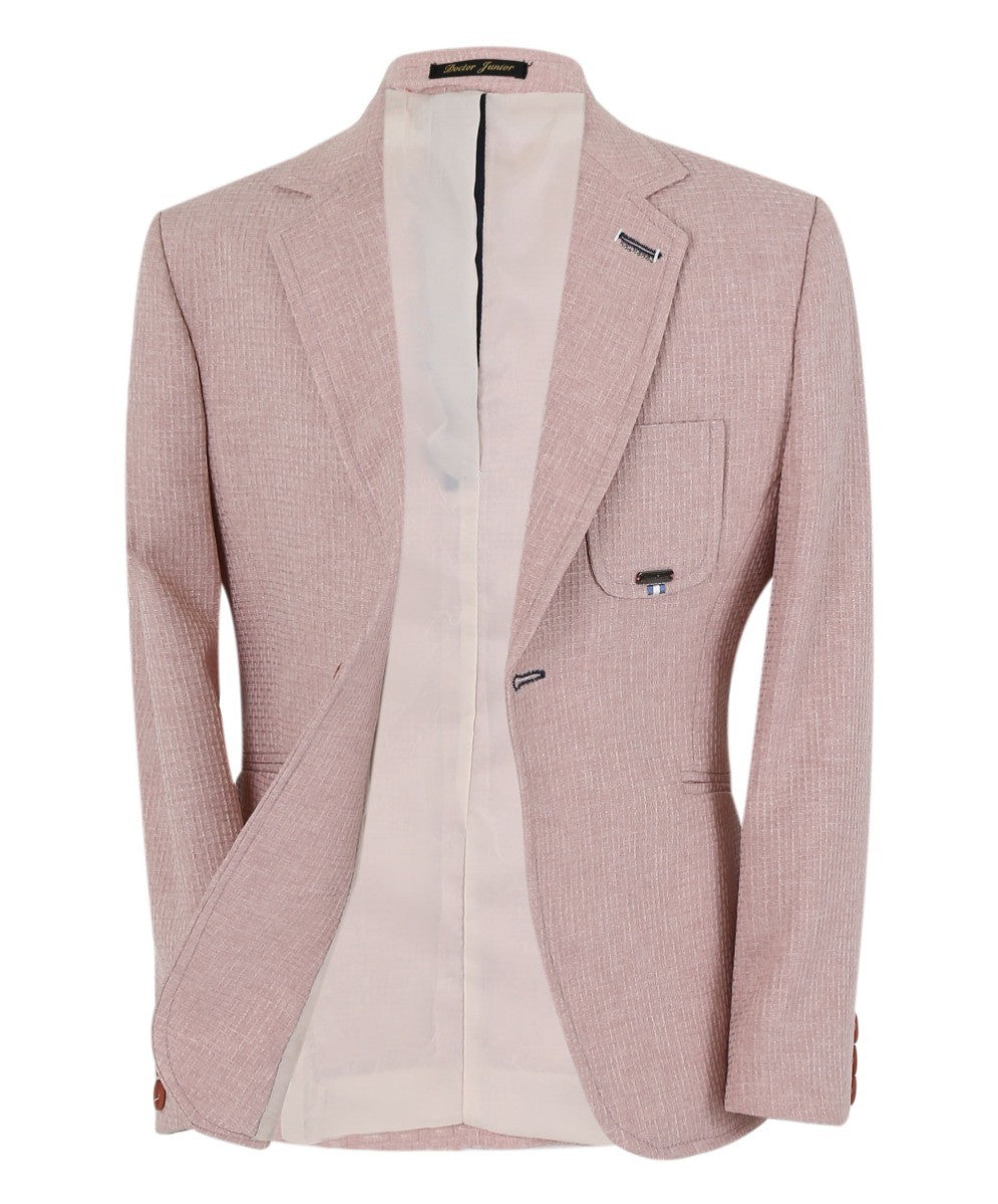 Boys Twill Single Breasted Slim Fit Blazer - TERRY - Powder Pink