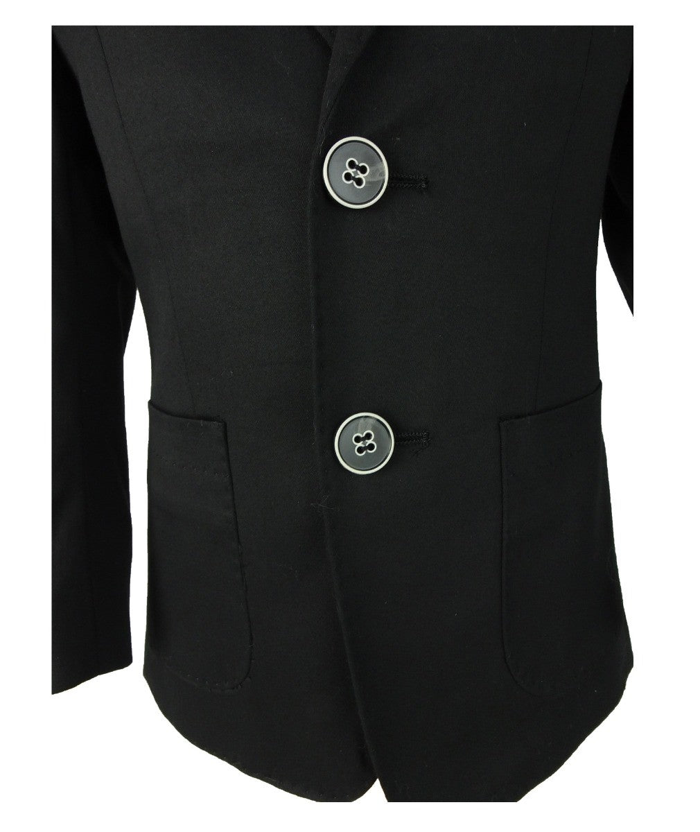 Boys Slim Fit Cotton Blazer - Black