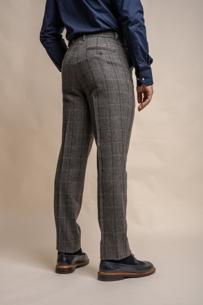 Men's Wool Blend Herringbone Check Suit - Albert - Grey