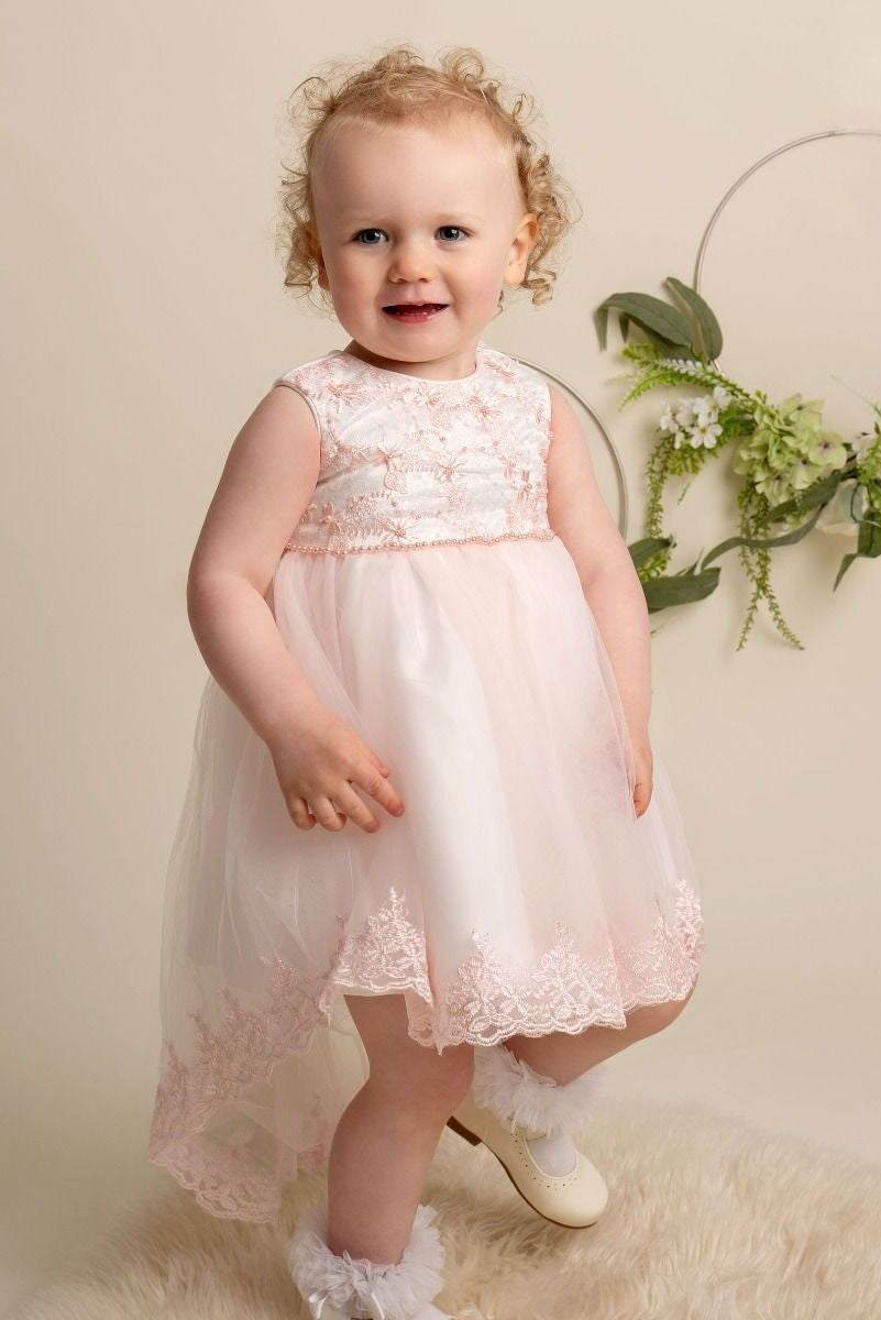 Baby & Girls High-low Skirt Lace Dress - KHOLE - Blush Pink