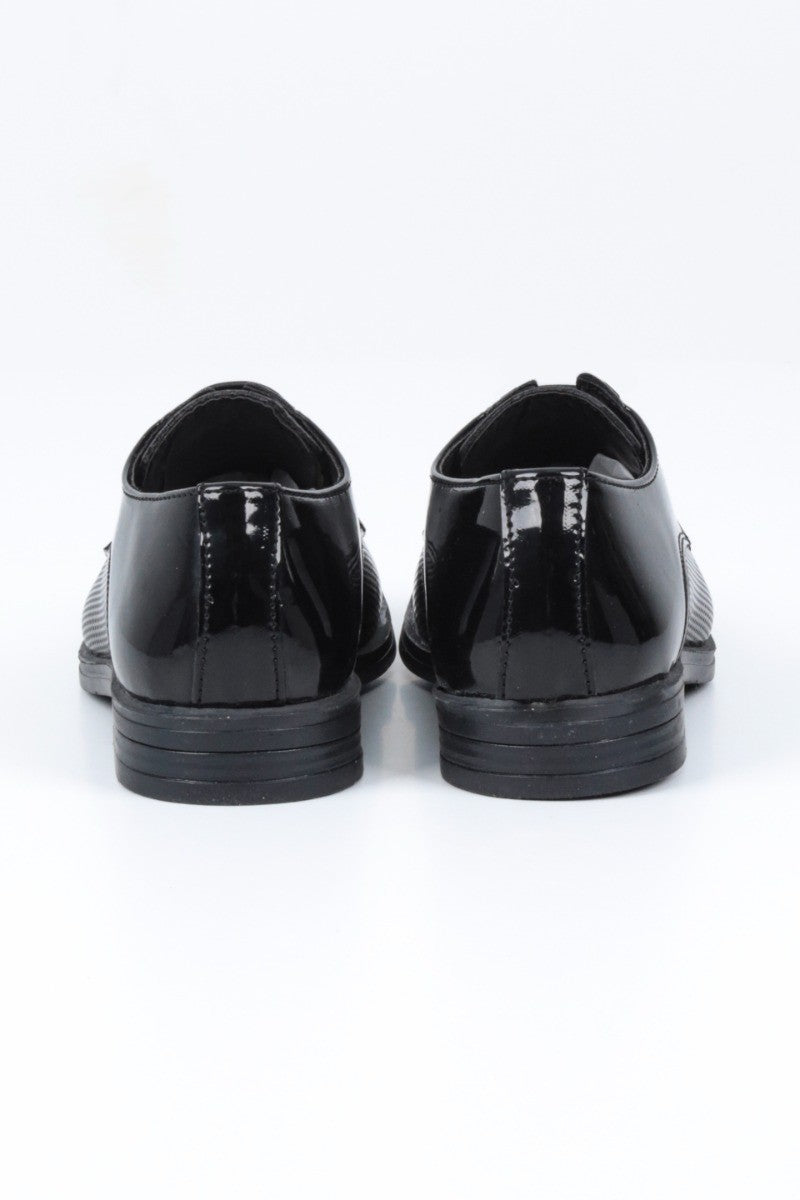 Boys Patent Black Derby Shoes - UTAH - Black