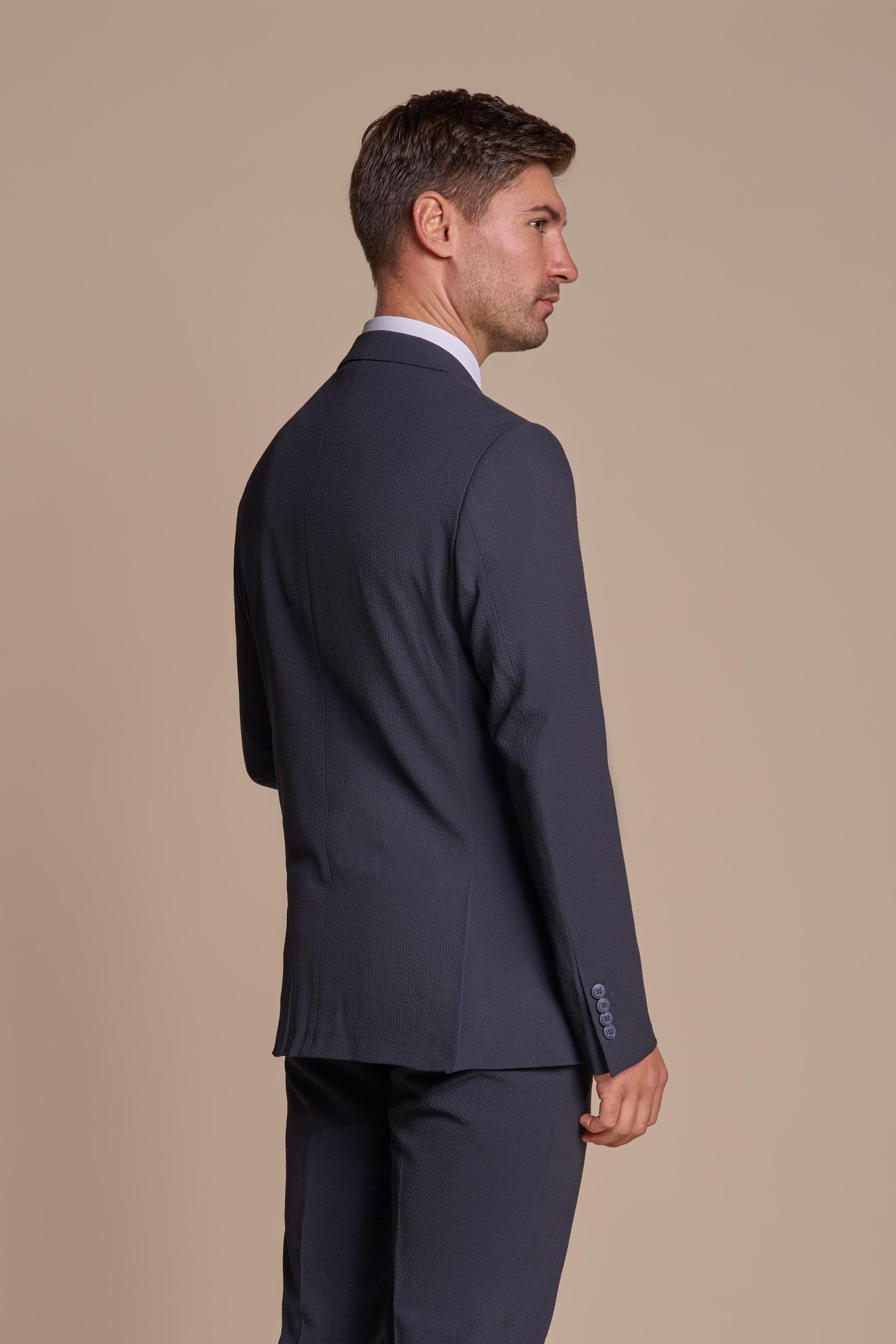 Men’s Textured Slim Fit Suit – SIREN - Navy Blue