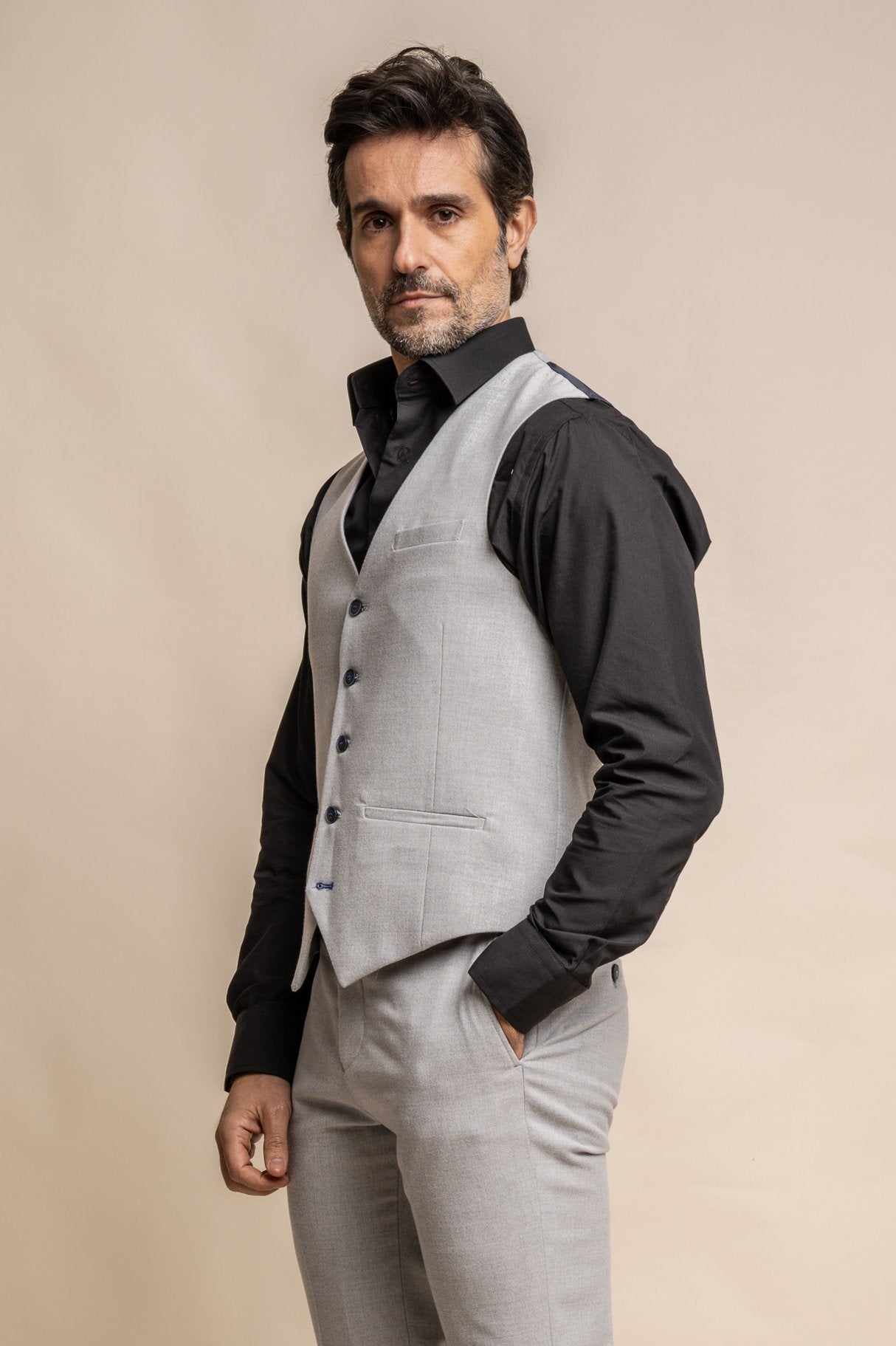 Men's Tweed Slim Fit Formal Waistcoat - FURIOUS Ivory - Ivory