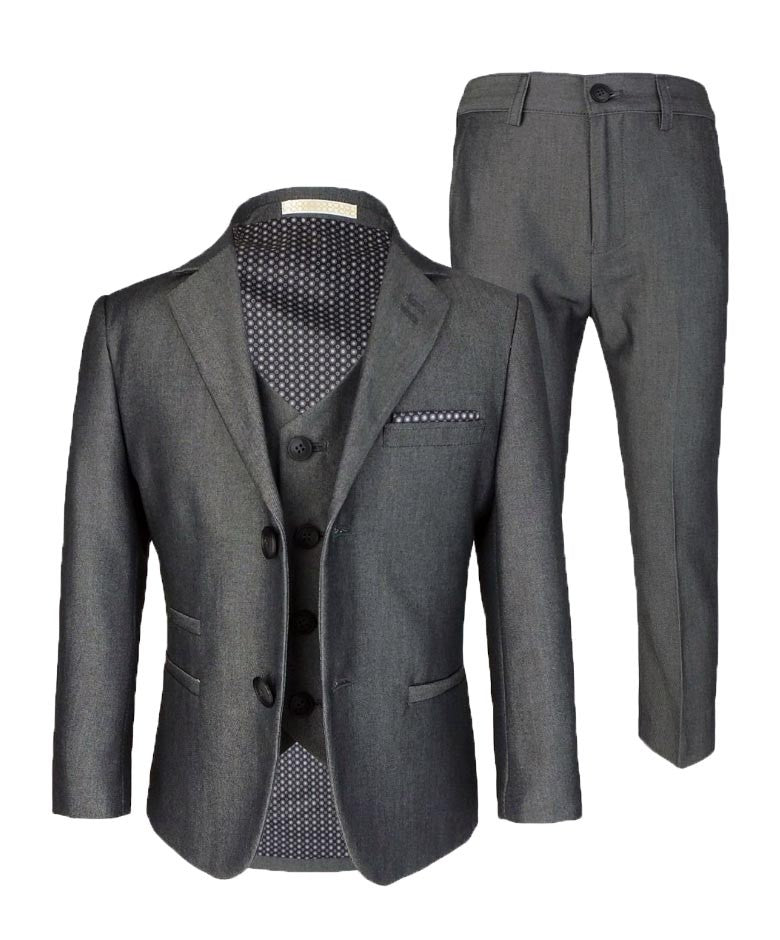 Boys Slim Fit Dark Grey Suit - VERONA - Charcoal Grey