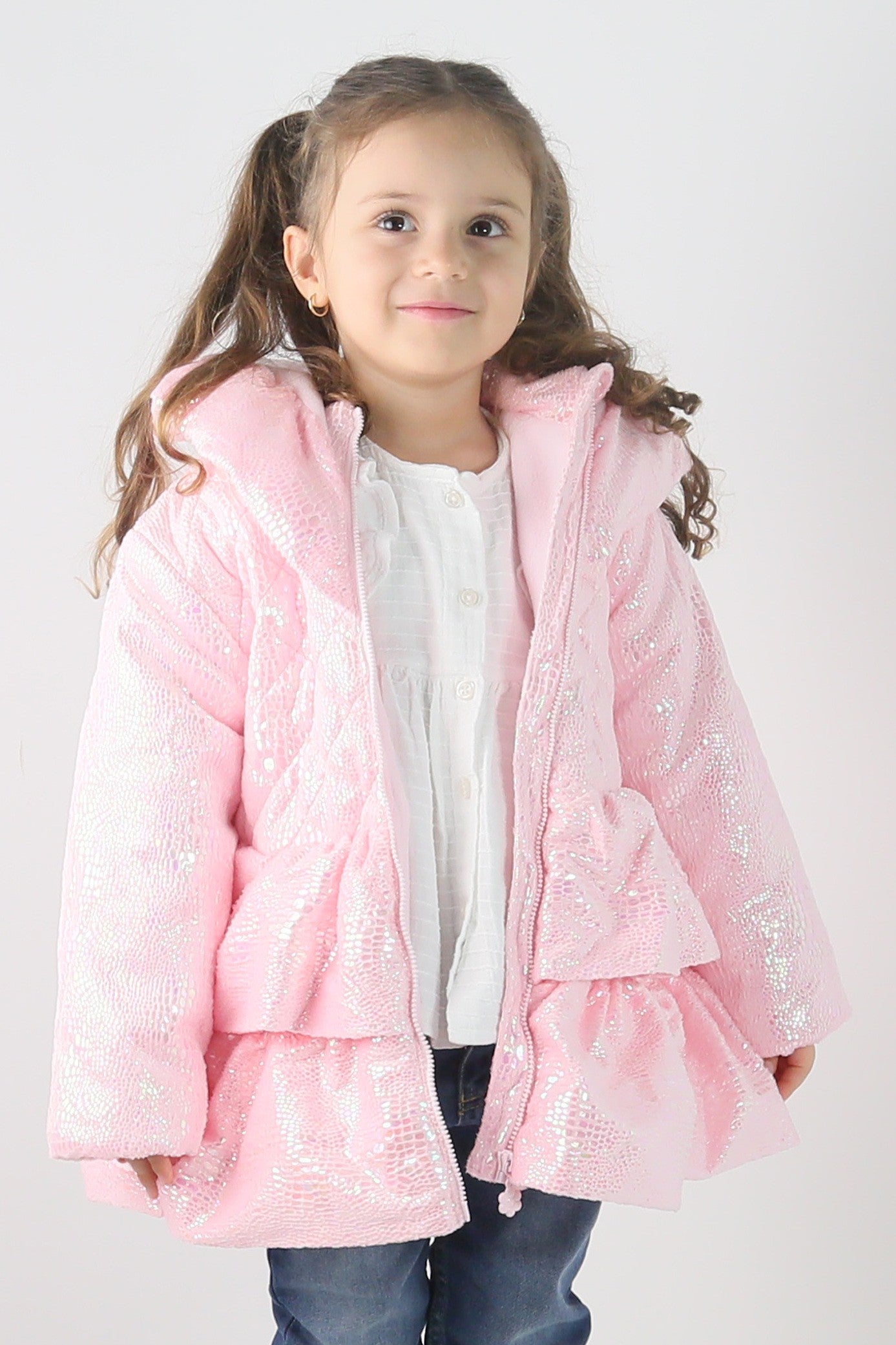 Baby & Girls' Iridescent Quilted Hooded Puffer Coat - SCARLET - Pink