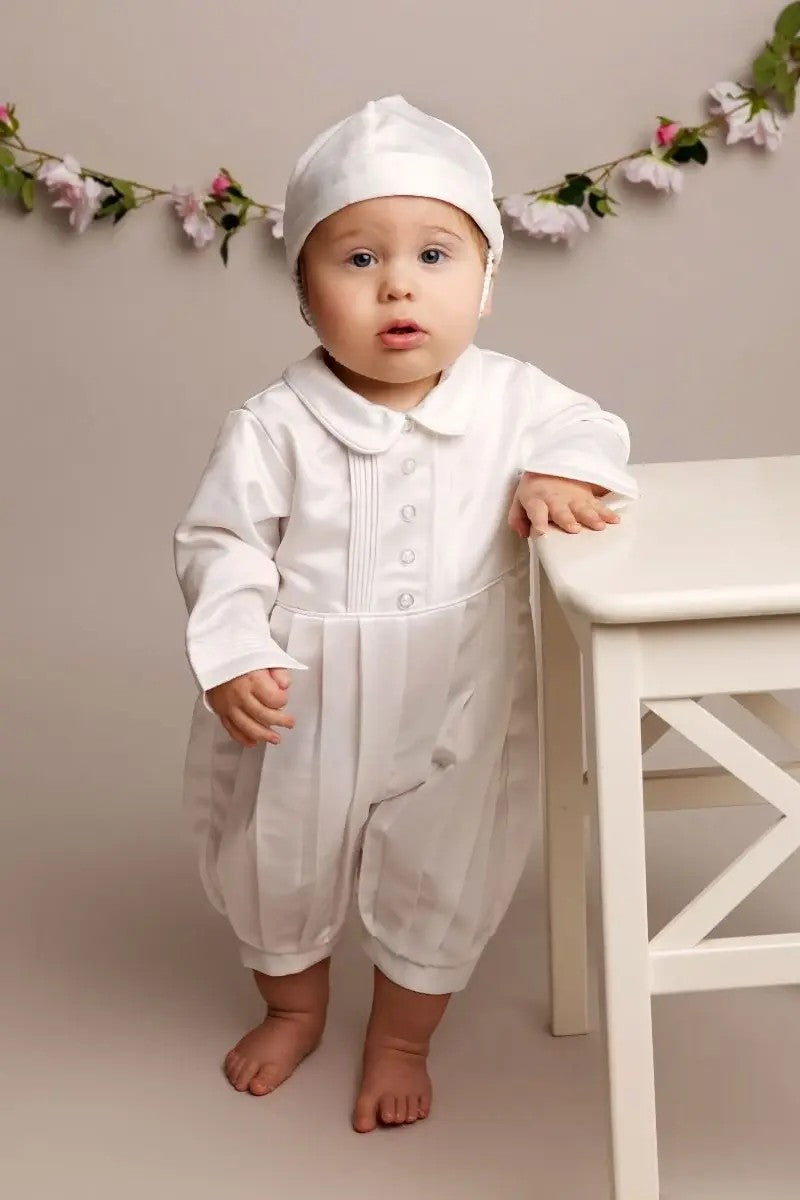 Baby Boy Christening Baptism Romper Set - MICHAEL - Ivory