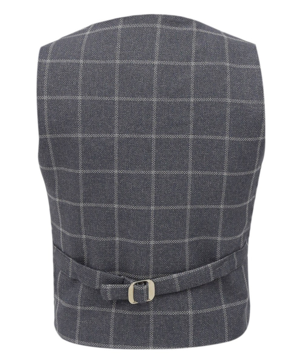 Boys Tweed Check Cotton Waistcoat Set - Grey