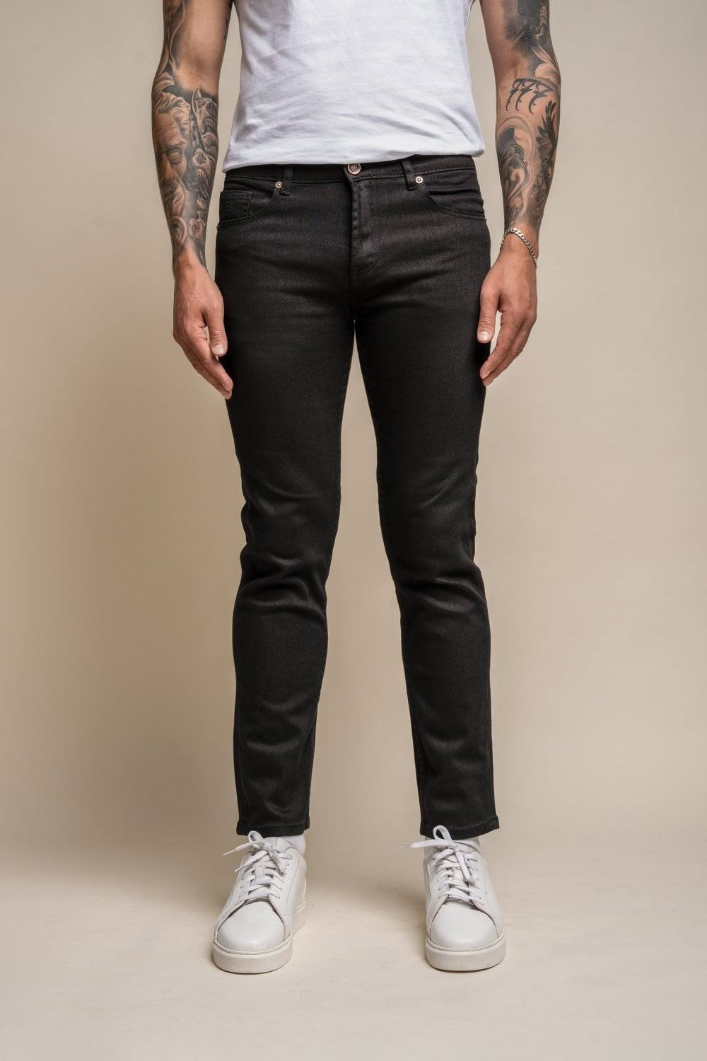 Men's Cotton Slim Fit Stretch Denim Jeans - MILANO - Black