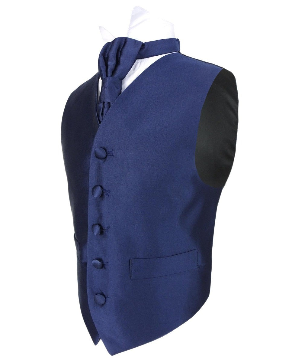 Boys Satin Waistcoat & Cravat Set - Navy Blue