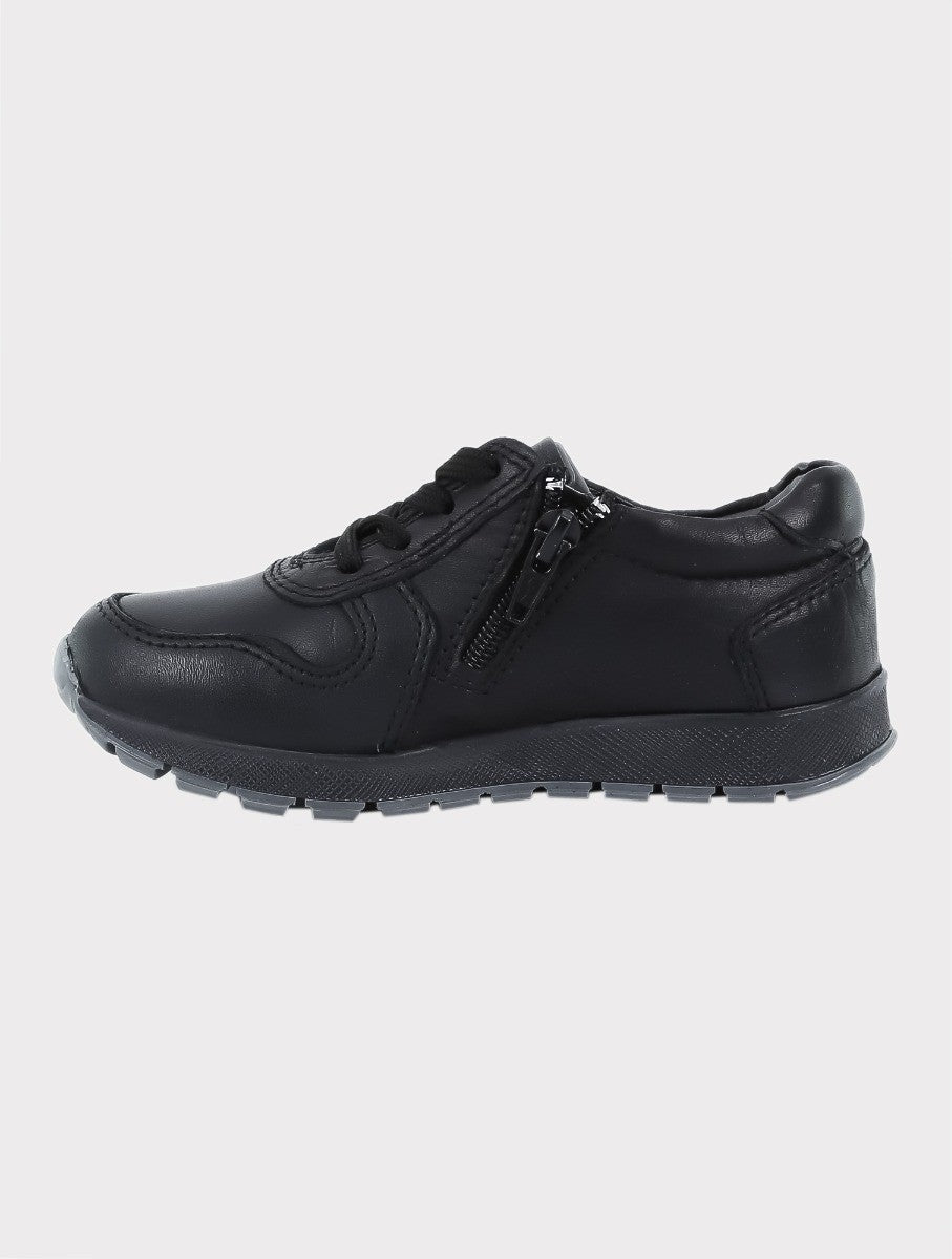 Boys Genuine Leather Casual Sneaker Shoes - Black