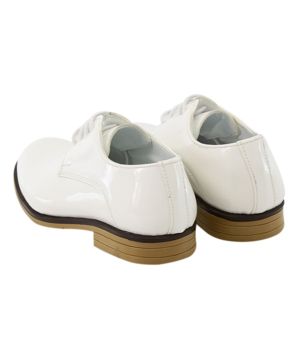 Boys Derby Patent Lace Up White Communion Shoes - White