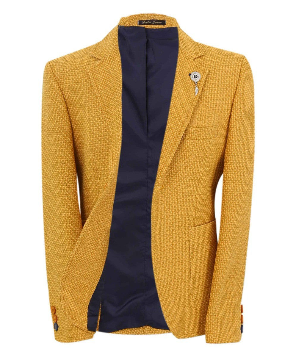 Boys Single Breasted Slim Fit Formal Blazer - GERRARD - Mustard