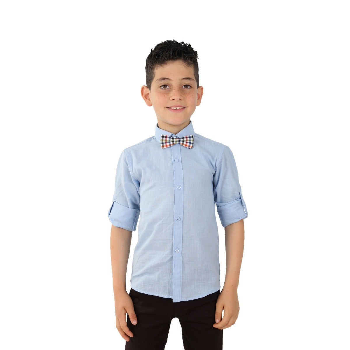 Boys Linen Roll Up Sleeve Shirt - Sky Blue