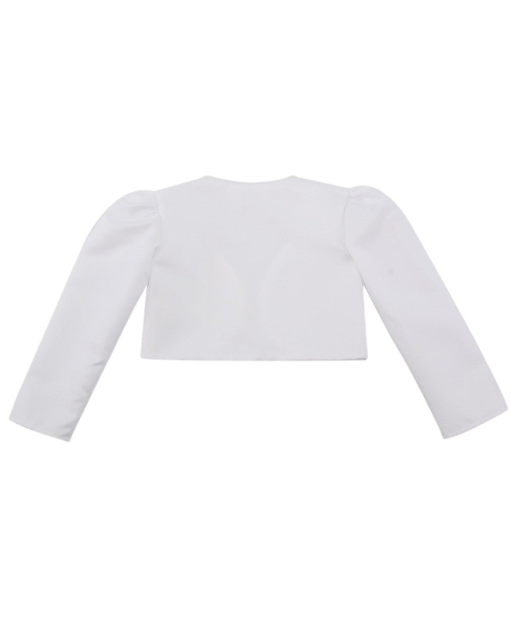 Girls Long Sleeves Bolero - White