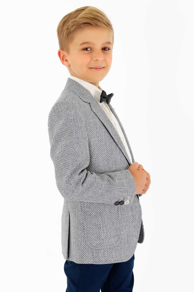 Boys Single Breasted Slim Fit Formal Blazer - GERRARD - Grey Blue