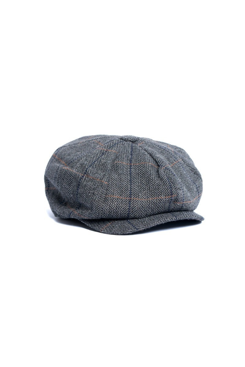 Men's Tweed Check Baker Boy Flat Cap - Albert - Grey