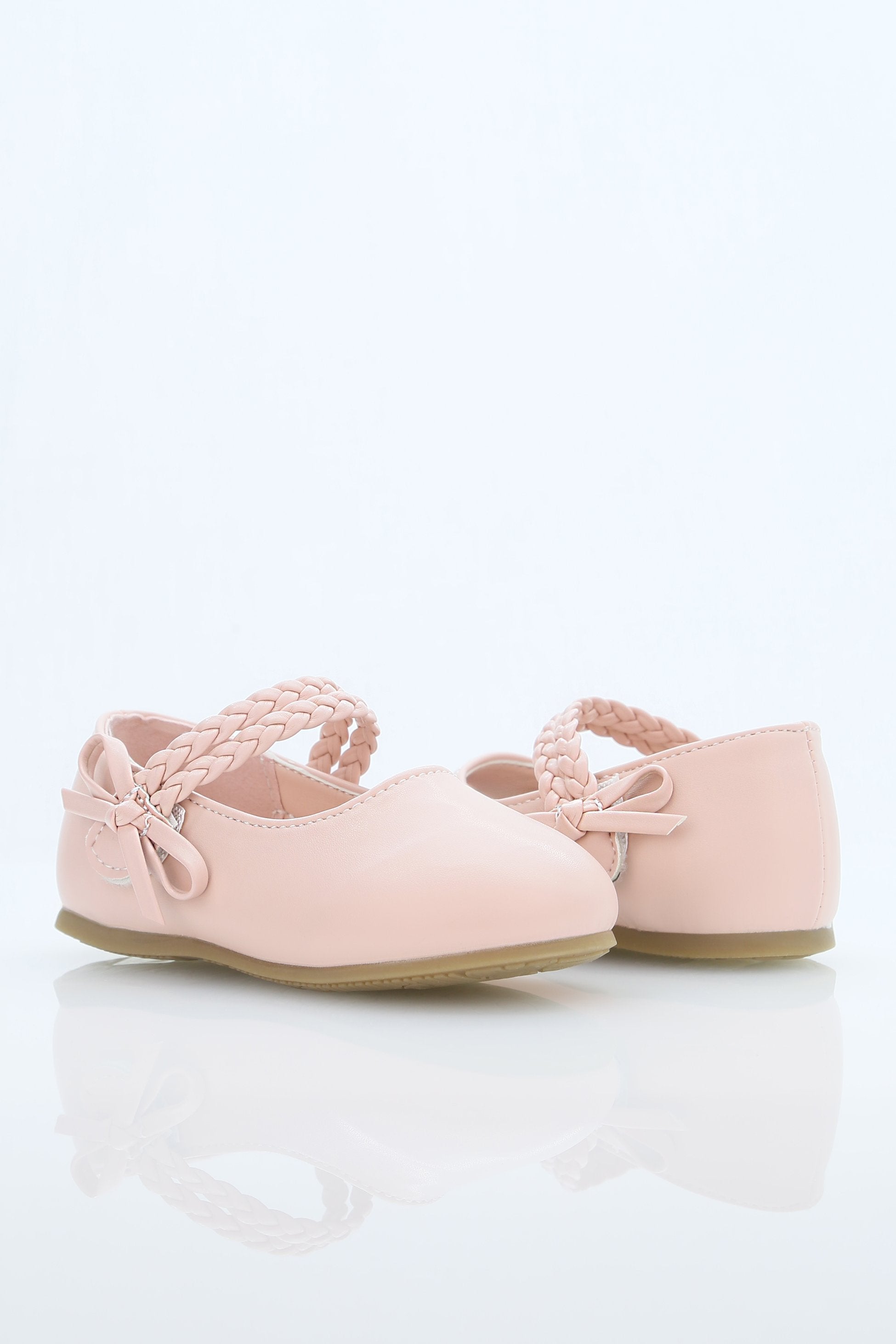 Little Girls’ Braided Strap Mary Jane Shoes with Bow - OPHELIA - Pink