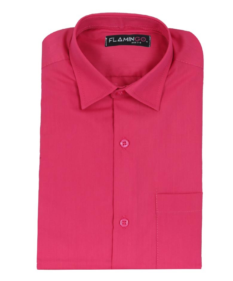 Boys Cotton Blend Formal Shirt - Fuchsia