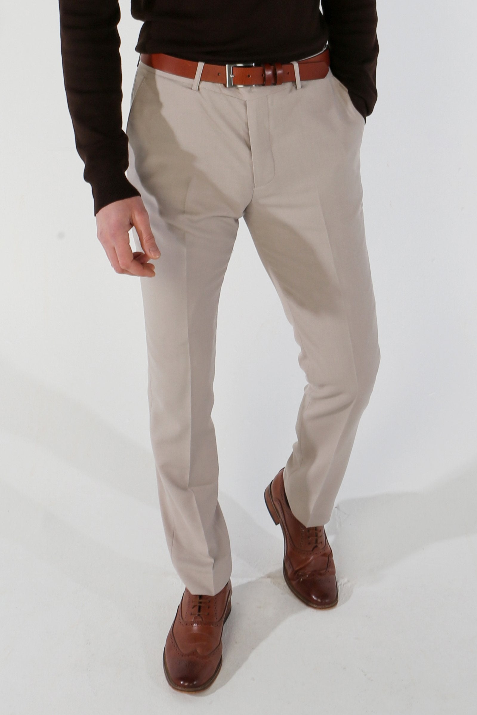 Men's Tailored Fit Trousers - MAYFAIR - Stone