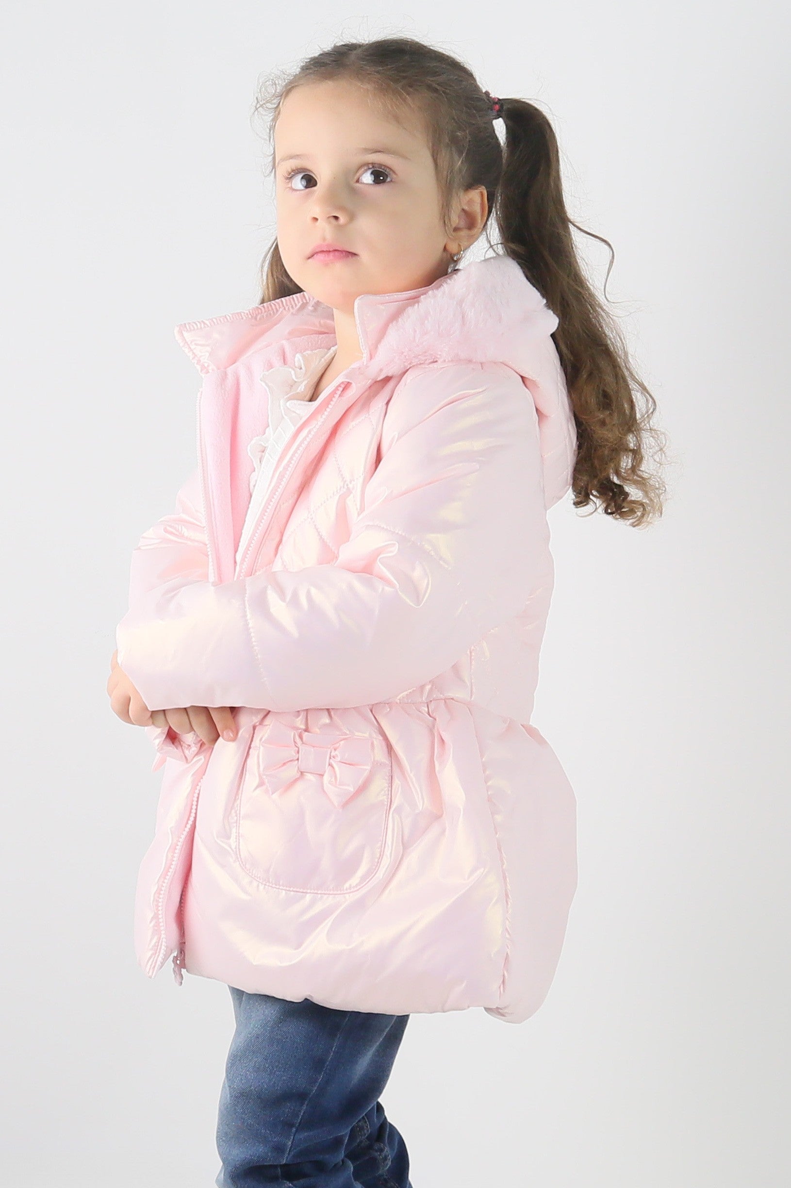 Baby & Girls' Quilted Hooded Puffer Coat - SASHA - Pink