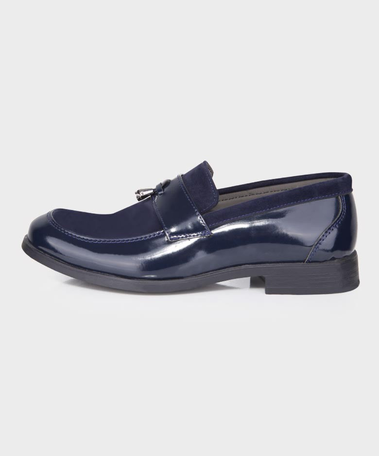 Baby Boys & Boys leather and Suede Slip on Formal Tassel Loafers - Navy Blue