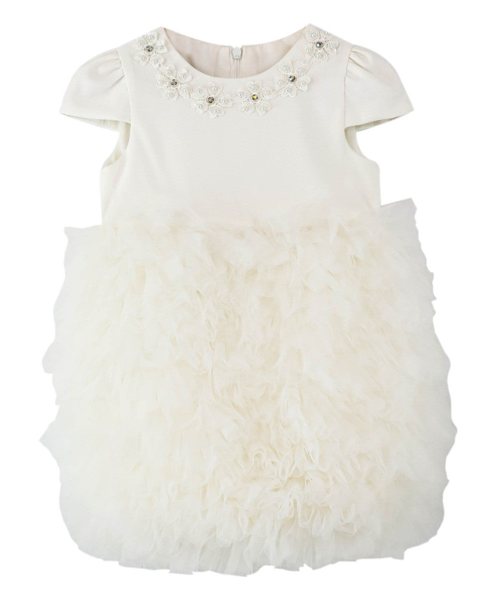 Flower Baby Girls Baptism Tutu Dress Set - Ivory