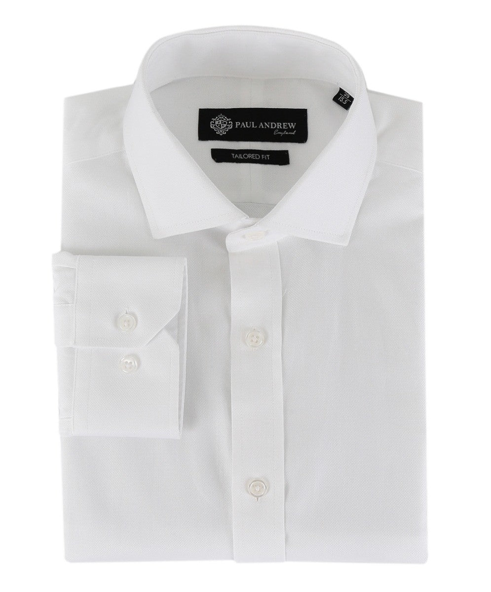 Men's French Collar Tailored Fit White Shirt - Bentley - White