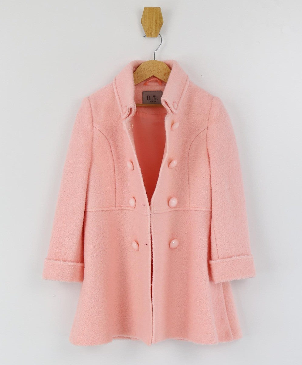 Girls Wool Double-Breasted OverCoat Set - ELIZABETH - Baby Pink