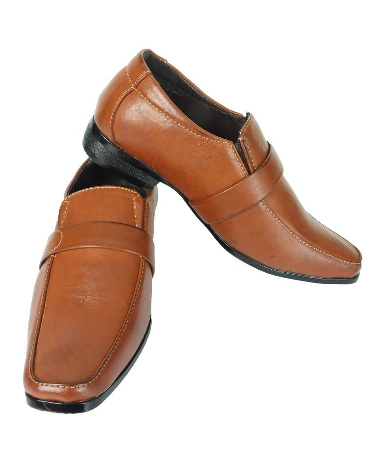 Boys Formal Slip On Tan Shoes - Tan Brown