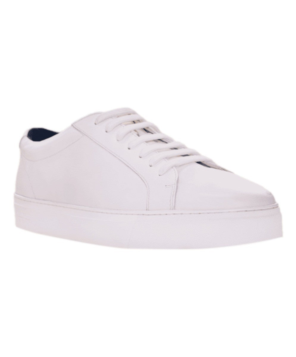 Men's Genuine Leather Lace Up Sneakers - White