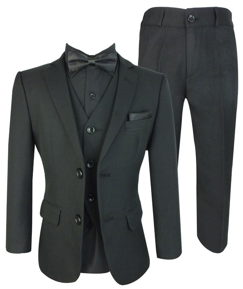 Boys All in One Slim Fit Black Suit Set - NERO - Black